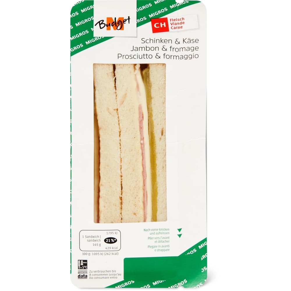 M Budget Sandwich Jambon Fromage Migros