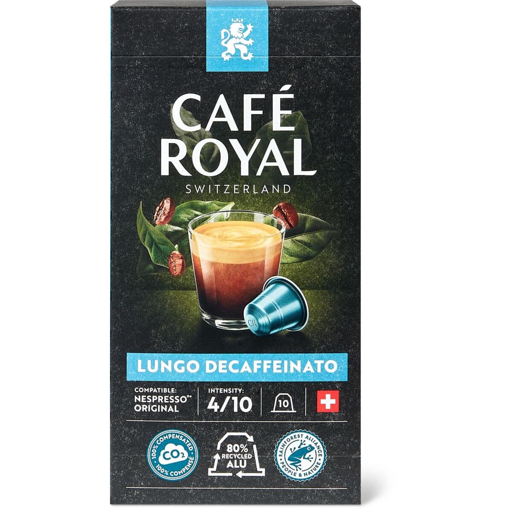 Café Royal Capsules de café en aluminium Lungo Décaféiné intensité