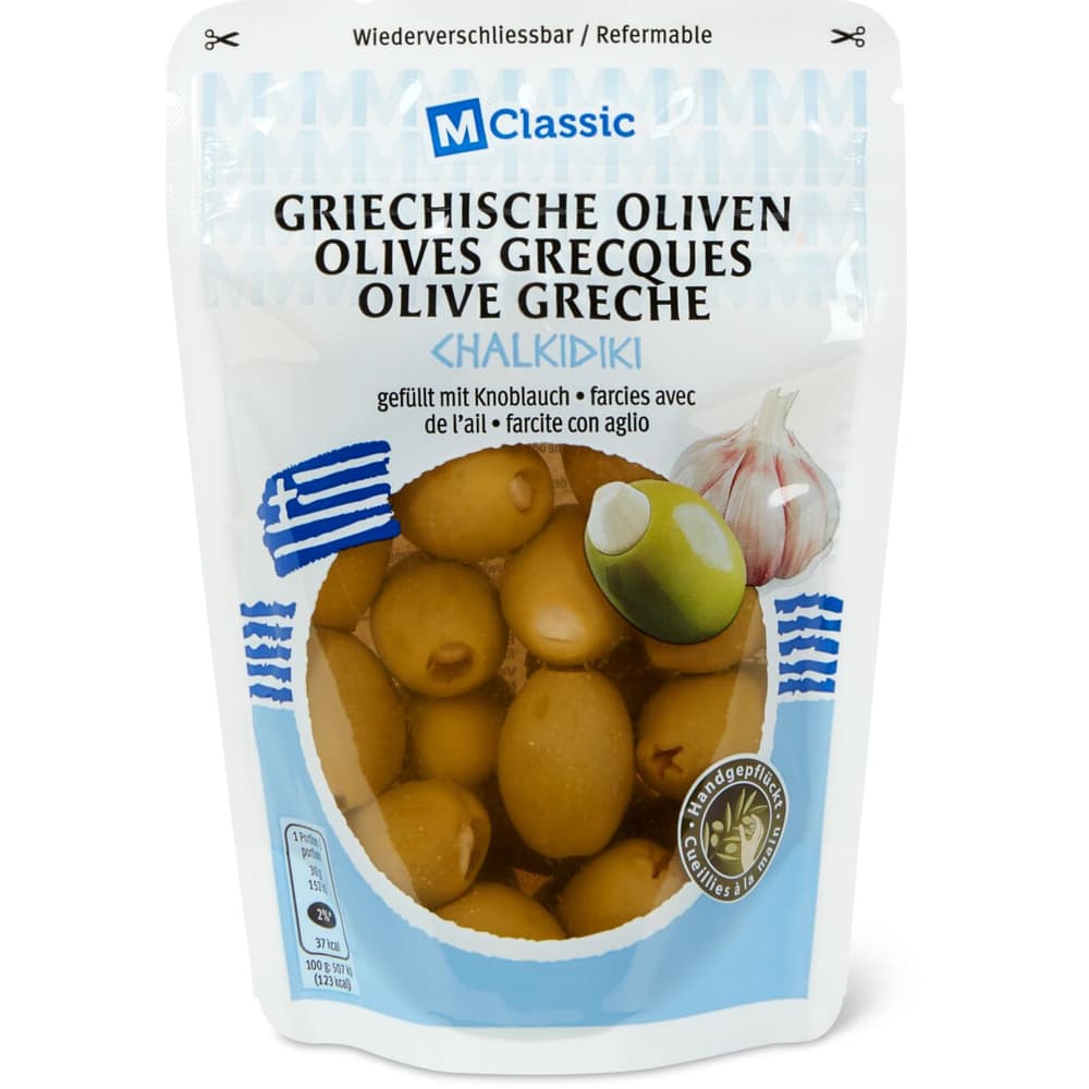 M Classic Griechische Oliven Gefüllt mit Knoblauch Migros