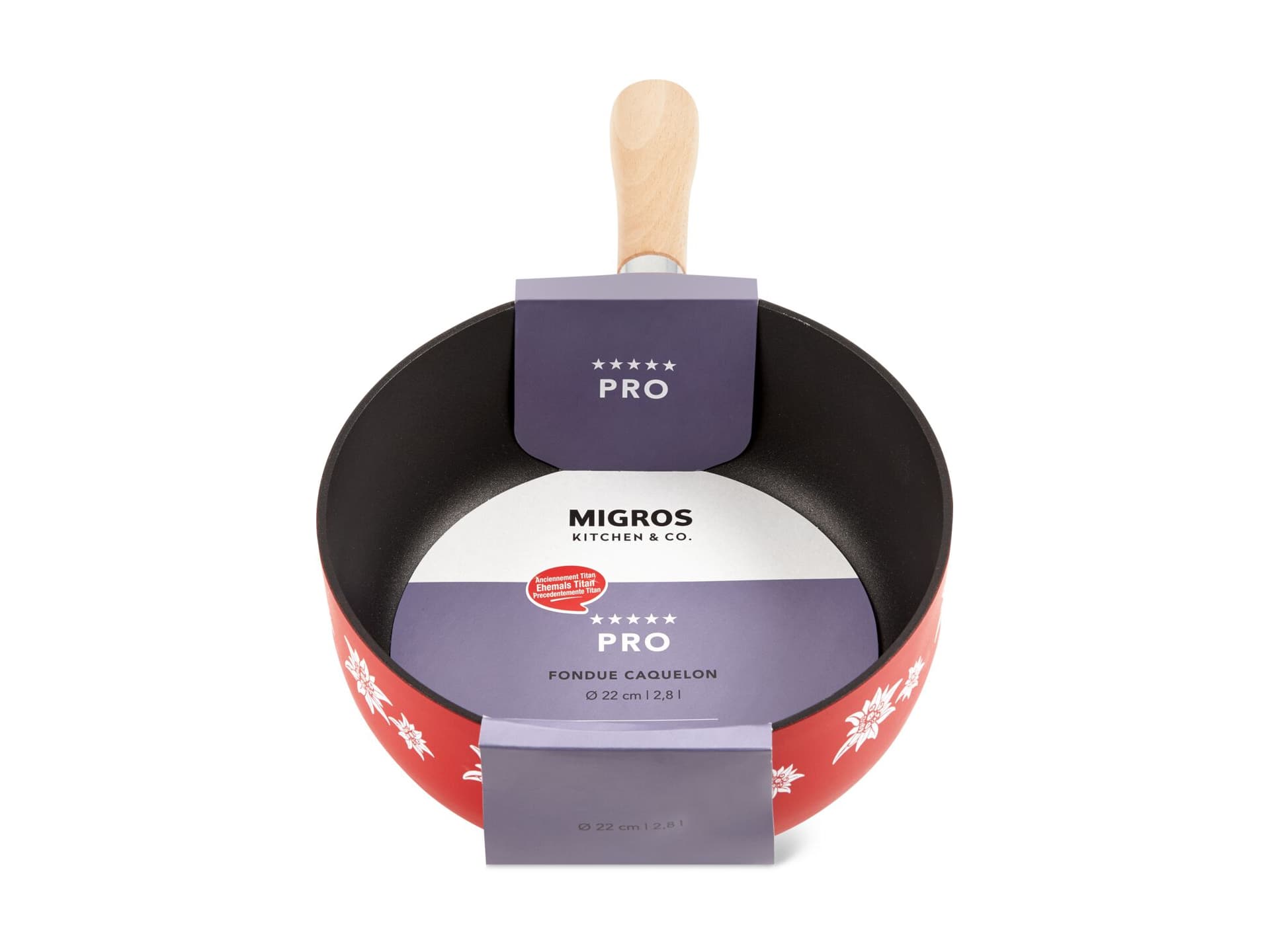 Buy Migros Kitchen Co Fondue pot PRO ø 22cm red edelweiss Migros