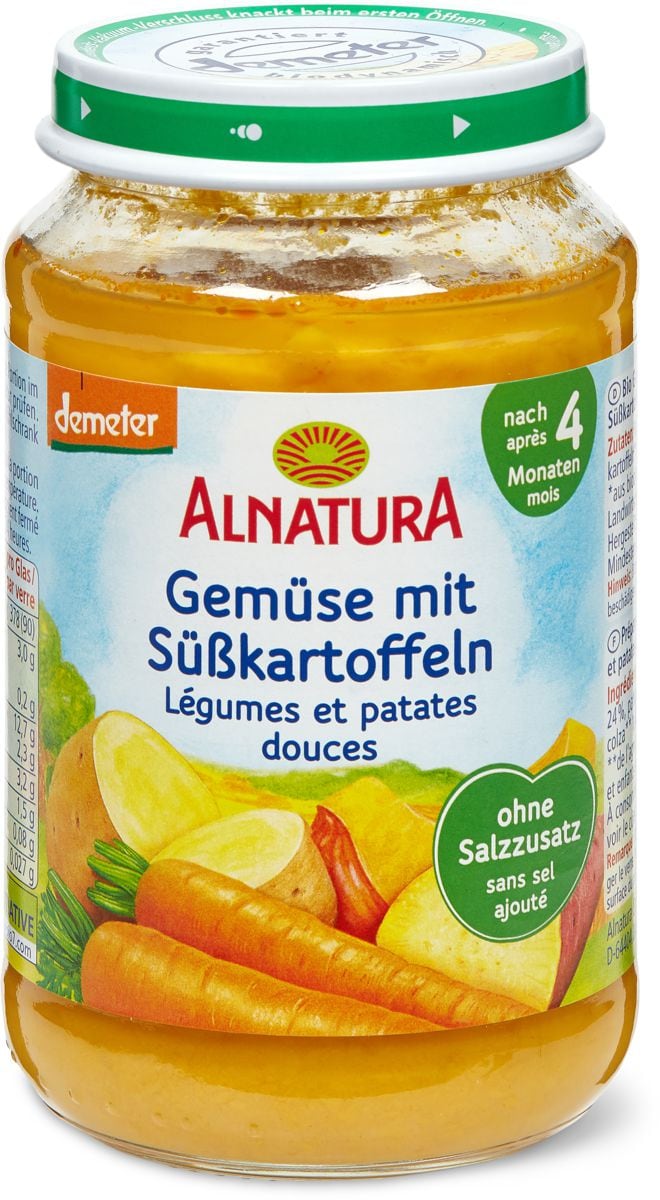 Alnatura Demeter Babygläschen mit Karotten Brokkoli Tomaten und