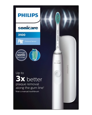 Philips Sonicare 3100 HX3673/13 Spazzolino Elettrico Bianco + Custodia da  Viaggio