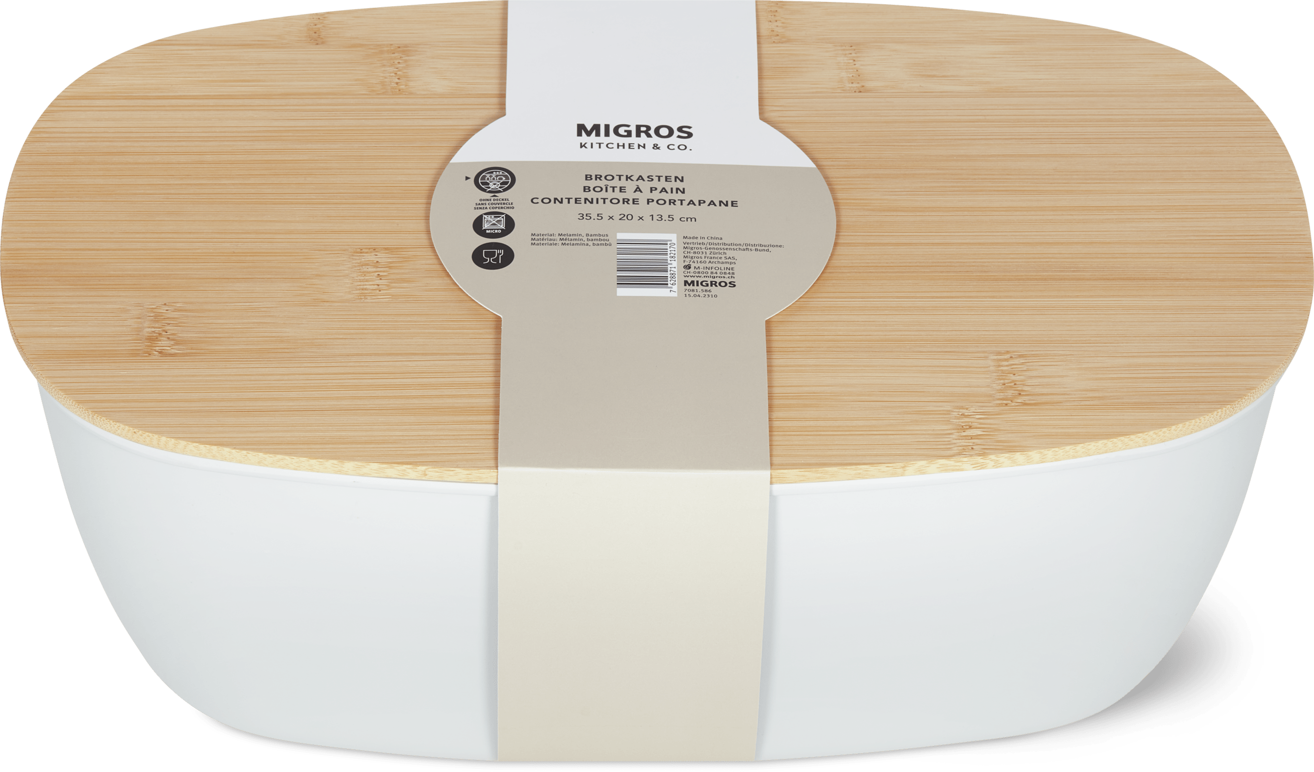 Migros Kitchen & Co. Brotkasten grau, Melamin, 35.5 x 20.2 x 13.5 cm |  Migros Migipedia