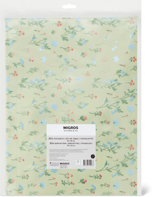Migros Kitchen & Co. Papierservietten & Papiertischsets Gemustert, 33x33cm, 30x40cm