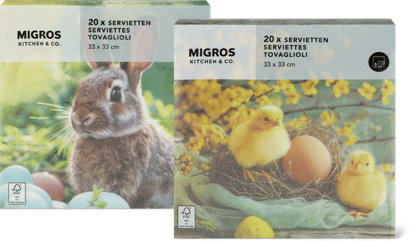 Migros Kitchen & Co. Tovaglioli di carta Fantasia, 33 x 33 cm