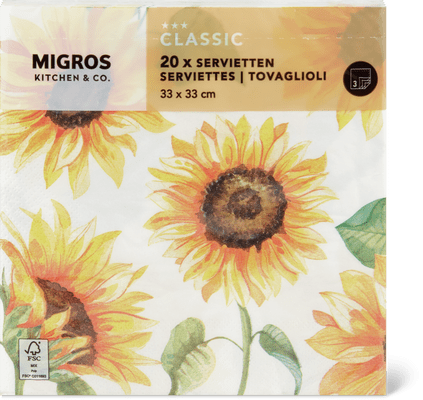 Migros Kitchen & Co. Papierservietten Gemustert, 33x33cm
