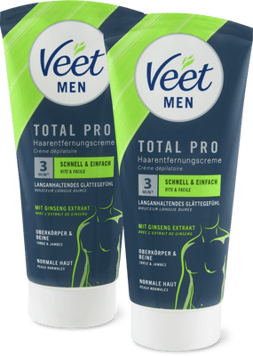 Veet Men Total Pro Haarentfernungscreme 2x Oberkörper & Beine, normale Haut