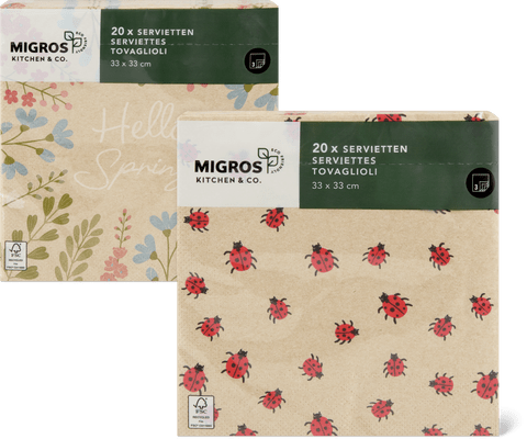 Migros Kitchen & Co. Papierservietten Gemustert, 33x33cm