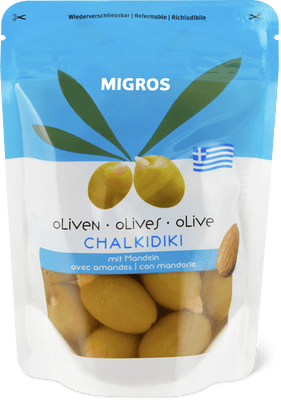 Migros Olives grecques Chalkidiki fourrées aux amandes