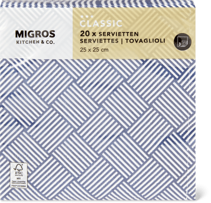 Migros Kitchen & Co. Tovaglioli di carta Fantasia, 25 x 25 cm