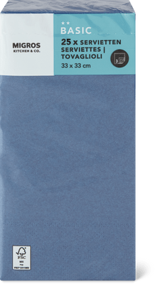 Kitchen & Co. Tovaglioli di carta Blu scuro, 1/8 piega 33 x 33 cm