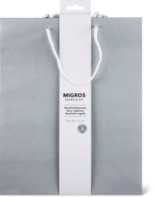 Borsa regalo argento, 26 x 33 x 13 cm, 3 pezzi