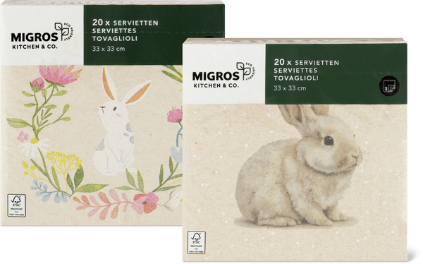 Migros Kitchen & Co. Tovaglioli di carta fantasia, 33 x 33 cm