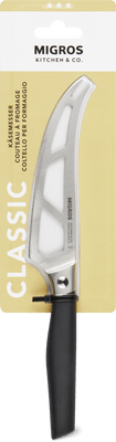 Migros Kitchen & Co. Coltello per formaggio nero, argentato, lama: 12,5 cm