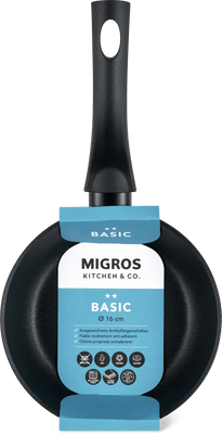 Migros Kitchen & Co. Basic Poêle Ø 16 cm, plate, noir