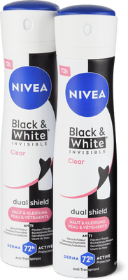 Nivea Deo Spray Black & White Invisible clear 72h, Anti-Transpirant
