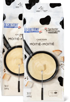 Caquelon Noir Fondue moitié-moitié