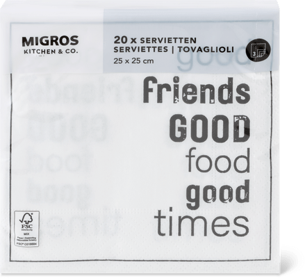 Migros Kitchen & Co. Tovaglioli di carta Stampato, 33x33cm