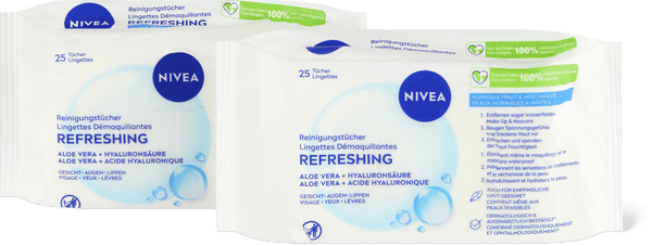 Nivea Erfrischende Reinigungstücher Duo Aloe Vera, Hyaluronsäure