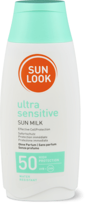 Sun Look Ultra Sensitive Sun Milk IPS 50, résistant à l’eau