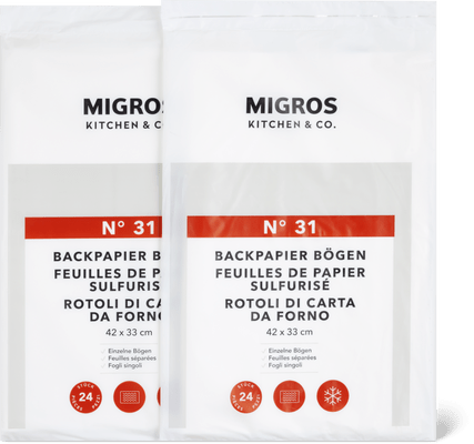 Migros Kitchen & Co. Fogli di carta da forno, confezione da 2 42 x 33 cm