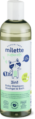 Milette Baby Care Naturals aha! 3-in-1 Shampoo, Wash Gel & Bath Fragrance-Free Aloe Vera Gel