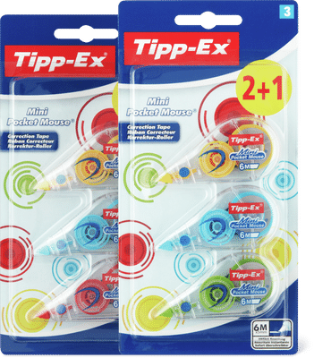 Bic Tipp-Ex Mini Pocket Color, 2 + 1