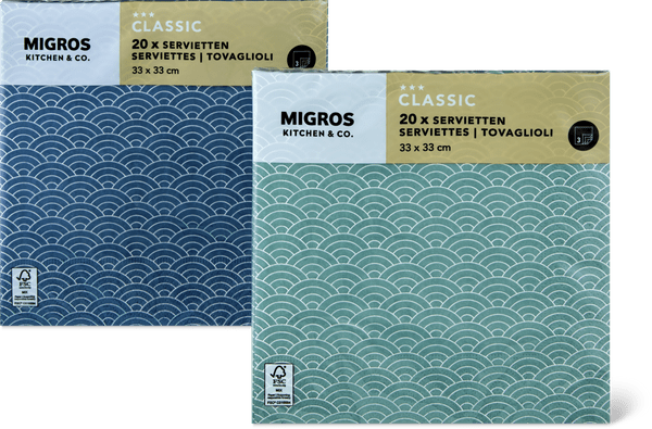 Migros Kitchen & Co. Tovaglioli di carta fantasia, 33 x 33 cm