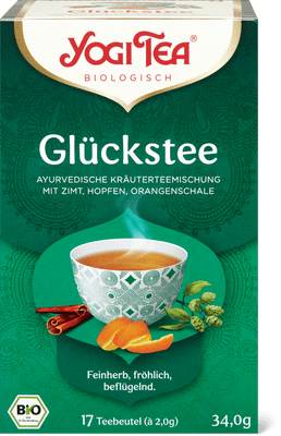 Yogi Tea Bio Kräutertee Glückstee Zimt, Hopfen & Orangenschale