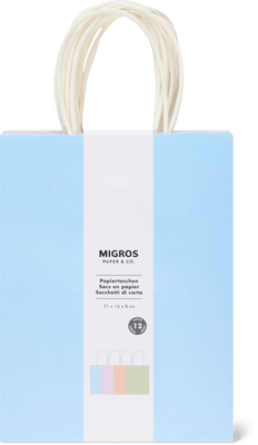 Migros Paper & Co. Sacchetti di carta  colorati, 21 x 16 x 8 cm