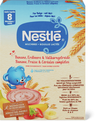 Nestlé Banane Erdbeere & Vollkorngetreide Milchbrei nach 8 Monaten