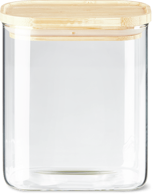 Glasdose rechteckig mit Bambusdeckel