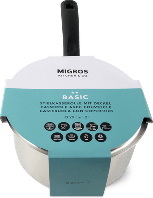 Migros Kitchen & Co. Basic Casserole à manche avec couvercle Ø 20 cm, 2 l