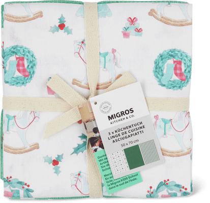 Migros Kitchen & Co. Linges de cuisine blanc, vert
