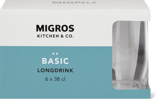 Migros Kitchen & Co. Wasserglas Basic Longdrink Transparent, 38cl