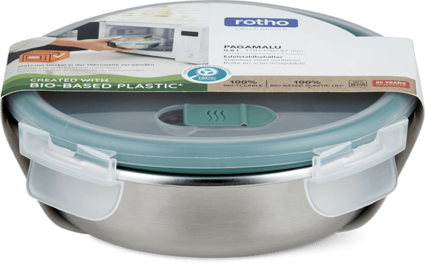 Rotho Aufbewahrungsbox Edelstahl 0.6l, Edelstahl, Silikon