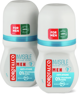Borotalco Men Deo Roll-on Invisible  0% Aluminiumsalze, 48h