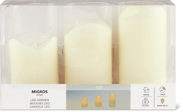 Set de 3 bougies LED