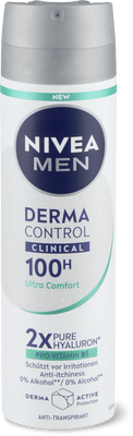 Nivea Men Deo Spray Derma Control Clinical 100h, Pro Vitamin B5, 0% Alcohol