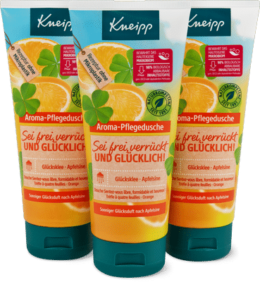 Kneipp Docciaschiuma trattante "Sei frei, verrückt und glücklich" Quadrifoglio e arancia