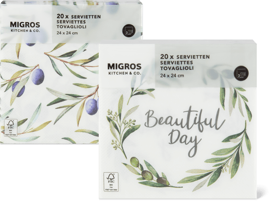 Migros Kitchen & Co. Papierservietten Gemustert, 25x25cm