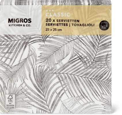 Migros Kitchen & Co. Papierservietten Schwarz, 25x25cm