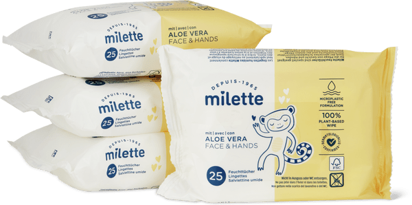 Milette Face & Hands Wet Wipes Aloe Vera