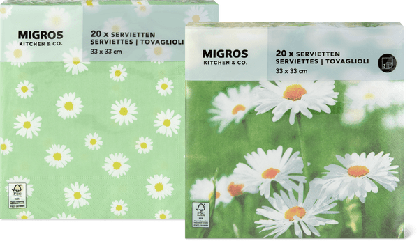 Migros Kitchen & Co. Papierservietten Gemustert, 33x33cm