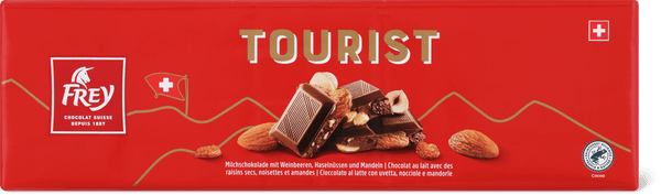 Frey Tourist Chocolat au lait avec raisins secs, noisettes et amandes