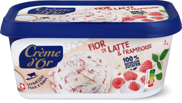 Crème d'or Ice Cream Tub Fior di Latte and Raspberry