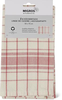 Migros Kitchen & Co. Linge de cuisine à carreaux nature, rouge