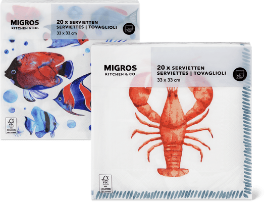 Migros Kitchen & Co. Tovaglioli di carta Fantasia, 33 x 33 cm