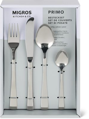 Migros Kitchen & Co. Primo Cutlery Set, 16 Pieces Silver