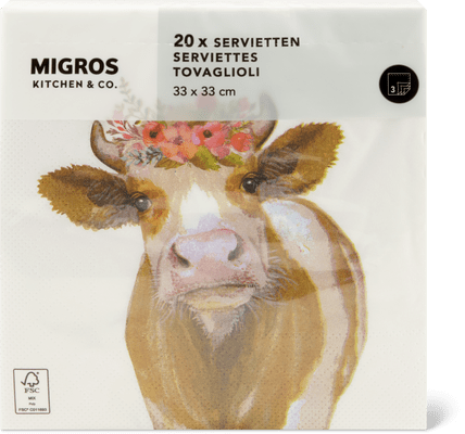 Migros Kitchen & Co. Papierservietten Gemustert, 33x33cm
